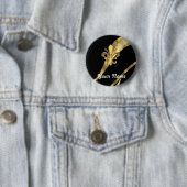 Zwarte en goudvlooien ronde button 5,7 cm (In situ)
