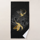 Zwarte en goudvogel badhanddoek (Badhanddoek)