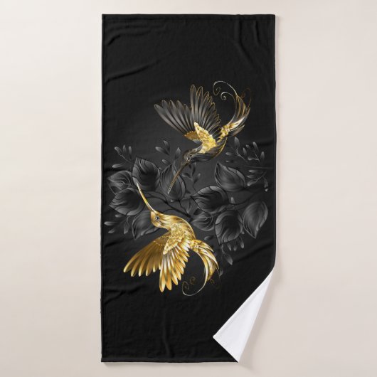 Zwarte en goudvogel badhanddoek (Badhanddoek)