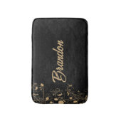 Zwarte en goudvogel badmat (Voorkant Verticaal)