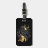 Zwarte en goudvogel bagagelabel (Voorkant verticaal)