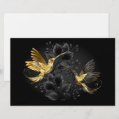 Zwarte en goudvogel briefpapier (Voorkant / Achterkant)