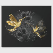 Zwarte en goudvogel cadeaupapier (Vlak)