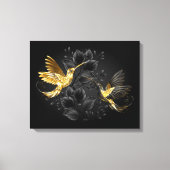 Zwarte en goudvogel canvas afdruk (Voorkant)