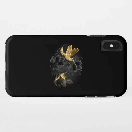 Zwarte en goudvogel Case-Mate iPhone case (Achterkant (horizontaal))
