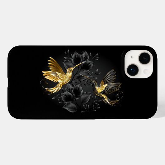 Zwarte en goudvogel Case-Mate iPhone case (Achterkant (horizontaal))