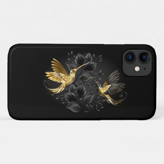 Zwarte en goudvogel Case-Mate iPhone case (Achterkant (horizontaal))
