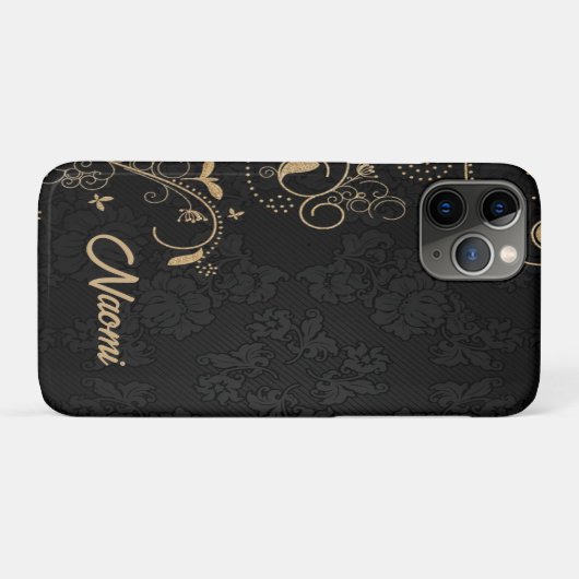 Zwarte en goudvogel Case-Mate iPhone case (Achterkant (horizontaal))