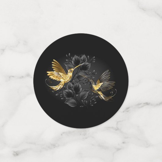 Zwarte en goudvogel confetti (Kleine voorkant)