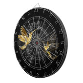 Zwarte en goudvogel dartbord (Voorkant Rechts)