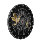 Zwarte en goudvogel dartbord (Voorkant Links)