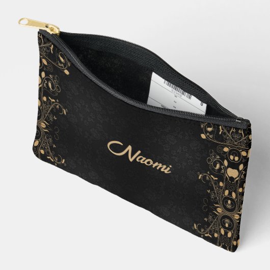 Zwarte en goudvogel etui (Open)