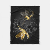 Zwarte en goudvogel fleece deken (Voorkant)