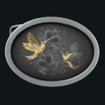 Zwarte en goudvogel gesp<br><div class="desc">Zwarte en gouden sieraden kolibries op grijze achtergrond versierd met planten. Sieraden vogels. Gouden vogel. Gouden vogel.</div>
