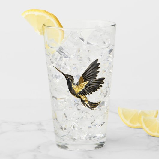 Zwarte en goudvogel glas (Voorkant ijs)