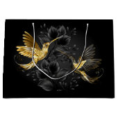 Zwarte en goudvogel groot cadeauzakje (Voorkant)