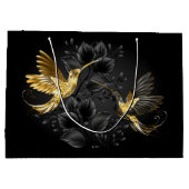 Zwarte en goudvogel groot cadeauzakje (Achterkant)