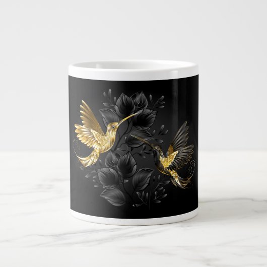 Zwarte en goudvogel grote koffiekop (Voorkant)