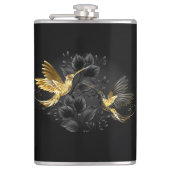 Zwarte en goudvogel heupfles (Voorkant)