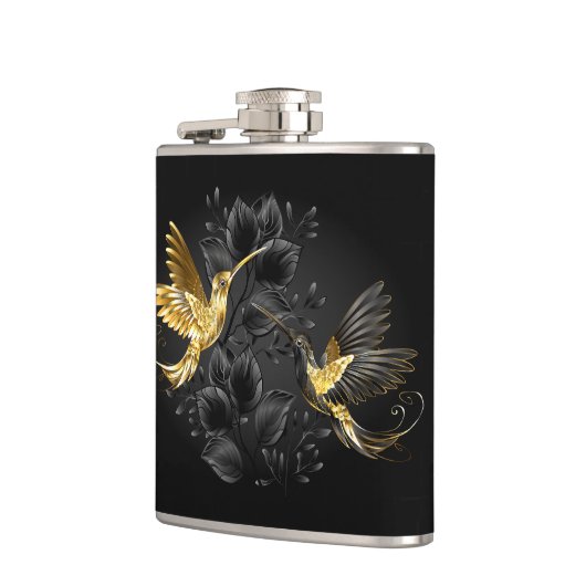 Zwarte en goudvogel heupfles (Links)