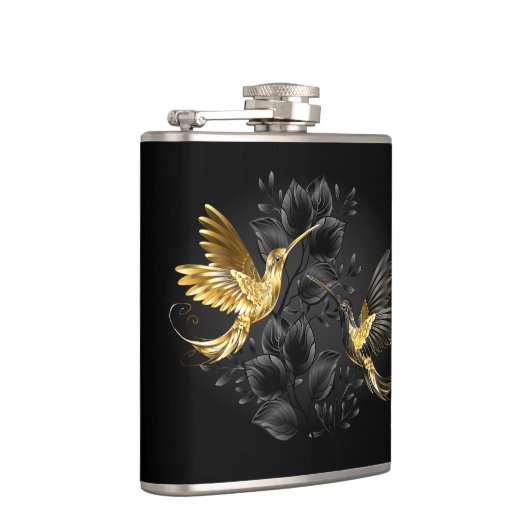 Zwarte en goudvogel heupfles (Rechts)