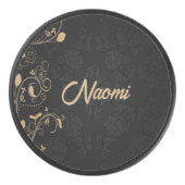 Zwarte en goudvogel hockey puck (Voorkant)