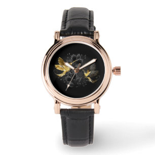 Zwarte en goudvogel horloge