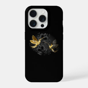 Zwarte en goudvogel iPhone 15 pro case