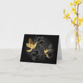 Zwarte en goudvogel kaart (Gele Bloem)