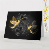 Zwarte en goudvogel kaart (Gele Bloem)