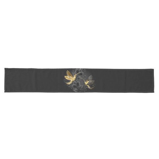 Zwarte en goudvogel lange tafelloper (Horizontaal)