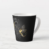 Zwarte en goudvogel latte mok (Rechterhoek)