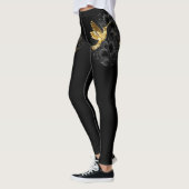 Zwarte en goudvogel leggings (Links)