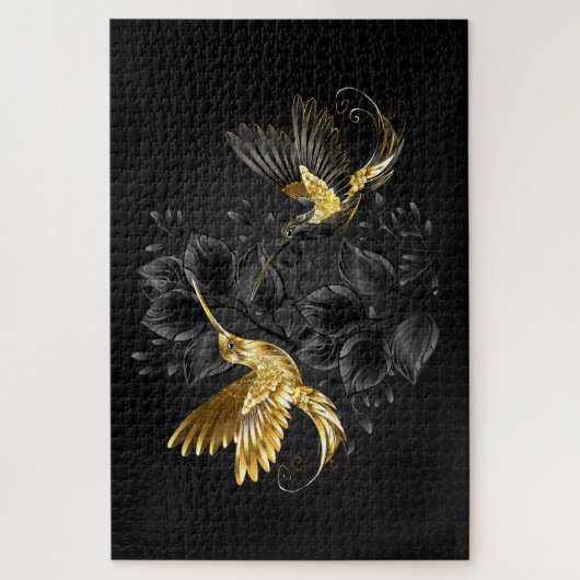Zwarte en goudvogel legpuzzel (Verticaal)