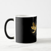 Zwarte en goudvogel magische mok (Links)