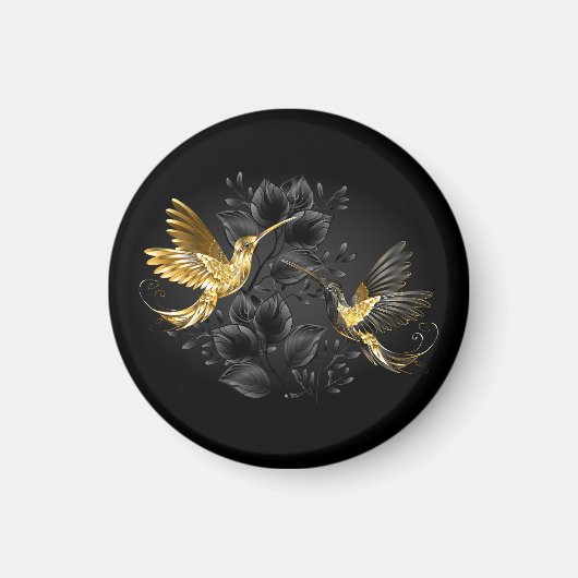 Zwarte en goudvogel magneet (Voorkant)