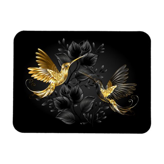 Zwarte en goudvogel magneet (Horizontaal)