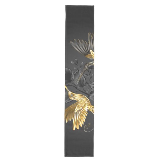 Zwarte en goudvogel medium tafelloper (Voorkant)