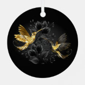 Zwarte en goudvogel metalen ornament (Achterkant)