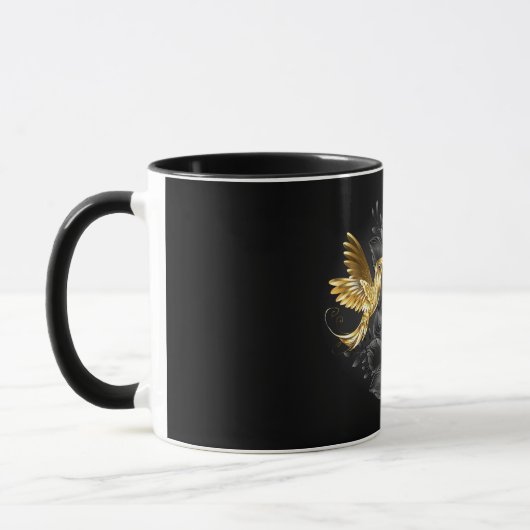 Zwarte en goudvogel mok (Links)