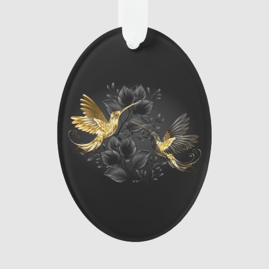 Zwarte en goudvogel ornament (voorkant)