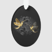 Zwarte en goudvogel ornament (achterkant)