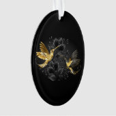 Zwarte en goudvogel ornament (voorkant)