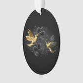 Zwarte en goudvogel ornament (voorkant)