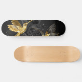 Zwarte en goudvogel persoonlijk skateboard (Horizontaal)