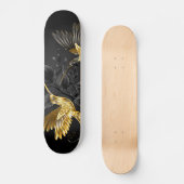 Zwarte en goudvogel persoonlijk skateboard (Voorkant)