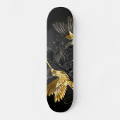 Zwarte en goudvogel persoonlijk skateboard (Voorkant)