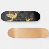 Zwarte en goudvogel persoonlijk skateboard (Horizontaal)