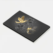 Zwarte en goudvogel post-it® notes (Schuin)