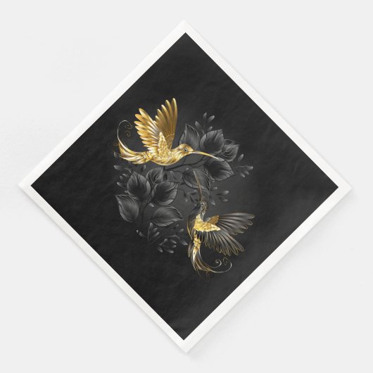 Zwarte en goudvogel servet (Hoek)